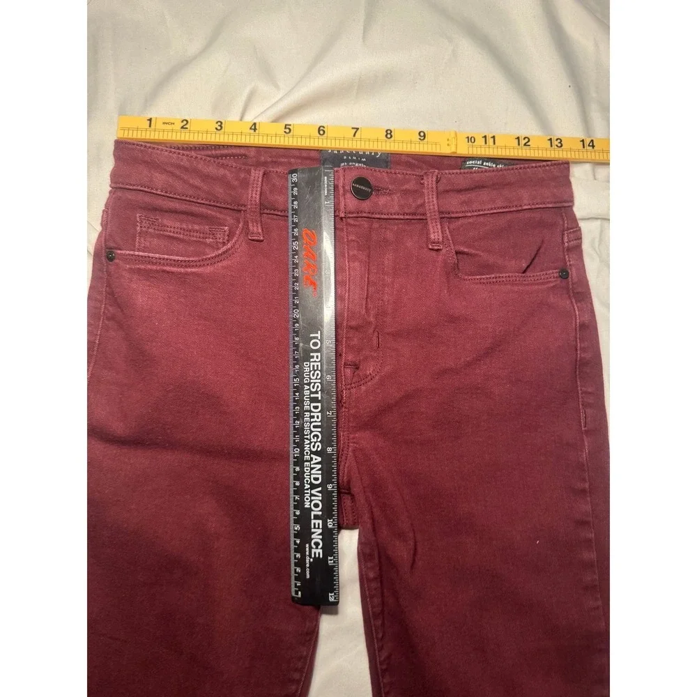 Sanctuary Social Ankle Skinny Pants Women 27/4 Burgundy Standard Rise‎ Workwear
